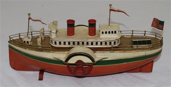 A Carette tinplate model of an American steamer, 14in.